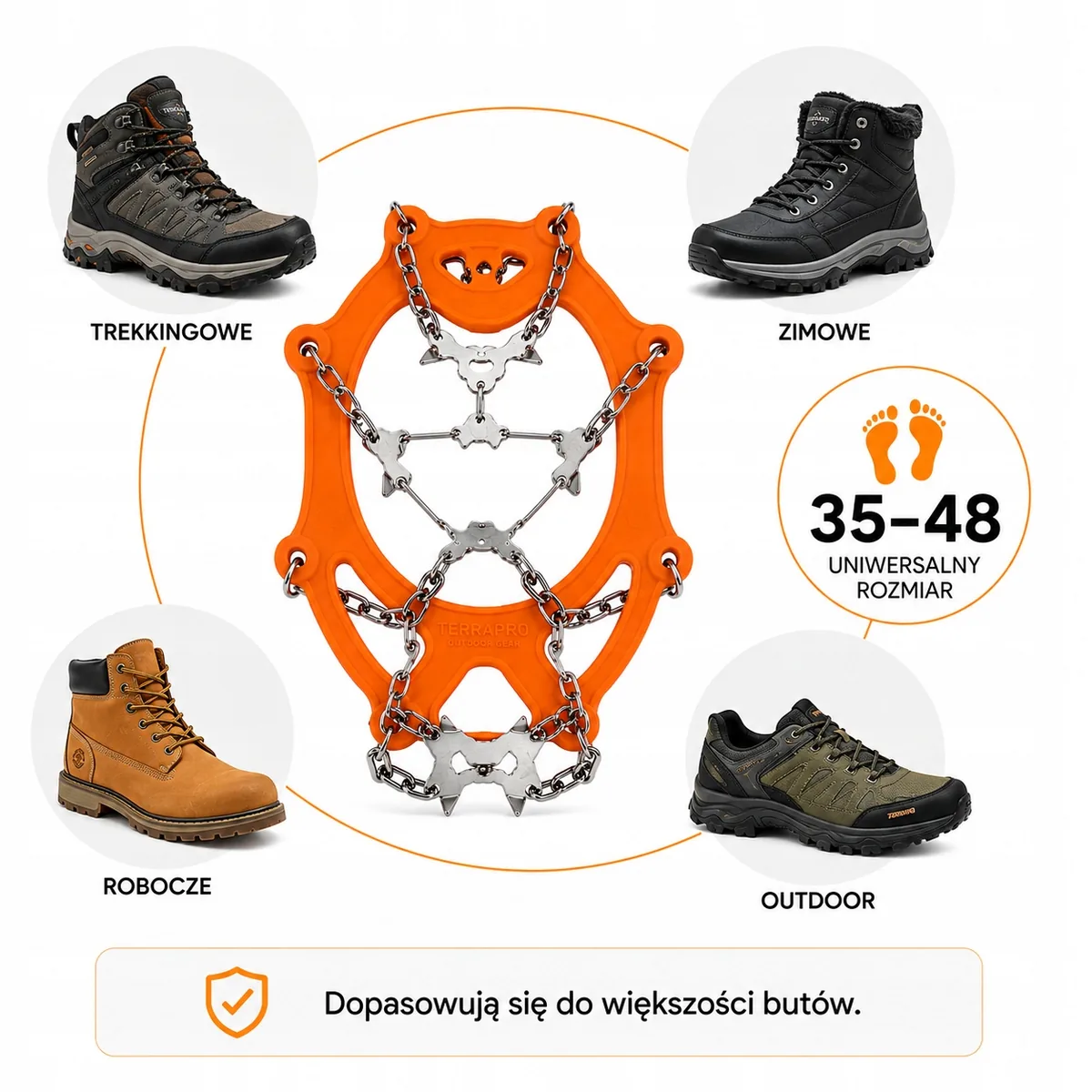 Raczki na buty 8 zębów, regulowane 35–48 – zdjęcie 4