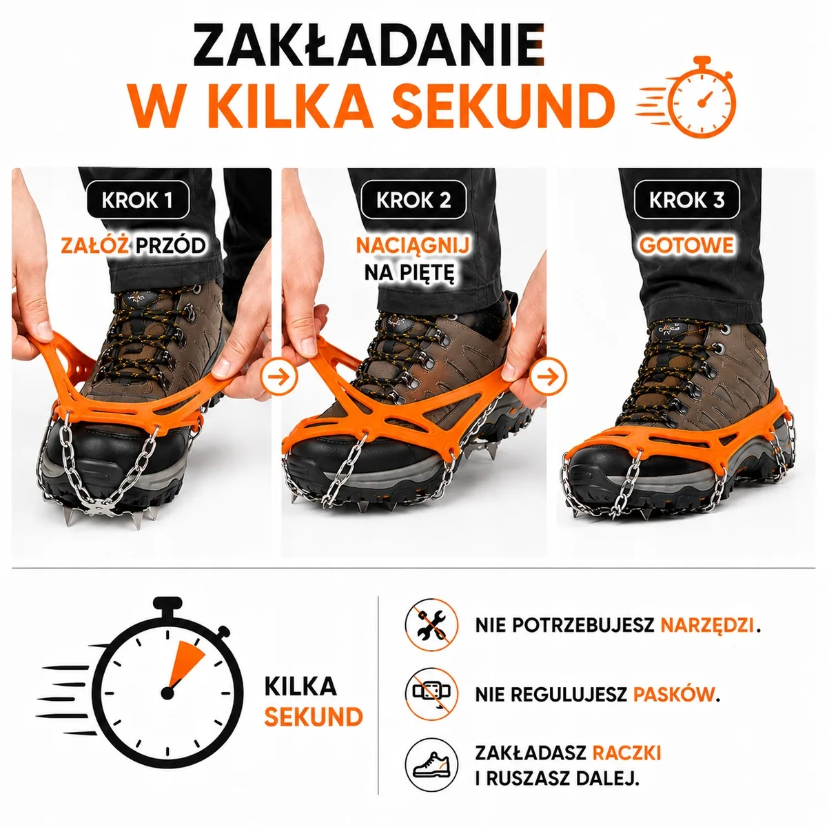 Raczki na buty 8 zębów, regulowane 35–48 – zdjęcie 5