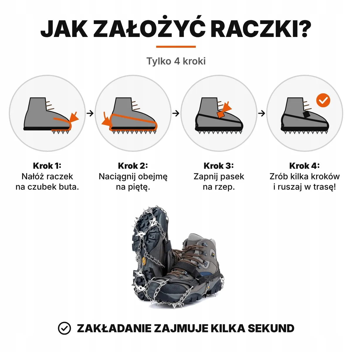 Raczki turystyczne 24 kolce, czarne – zdjęcie 3