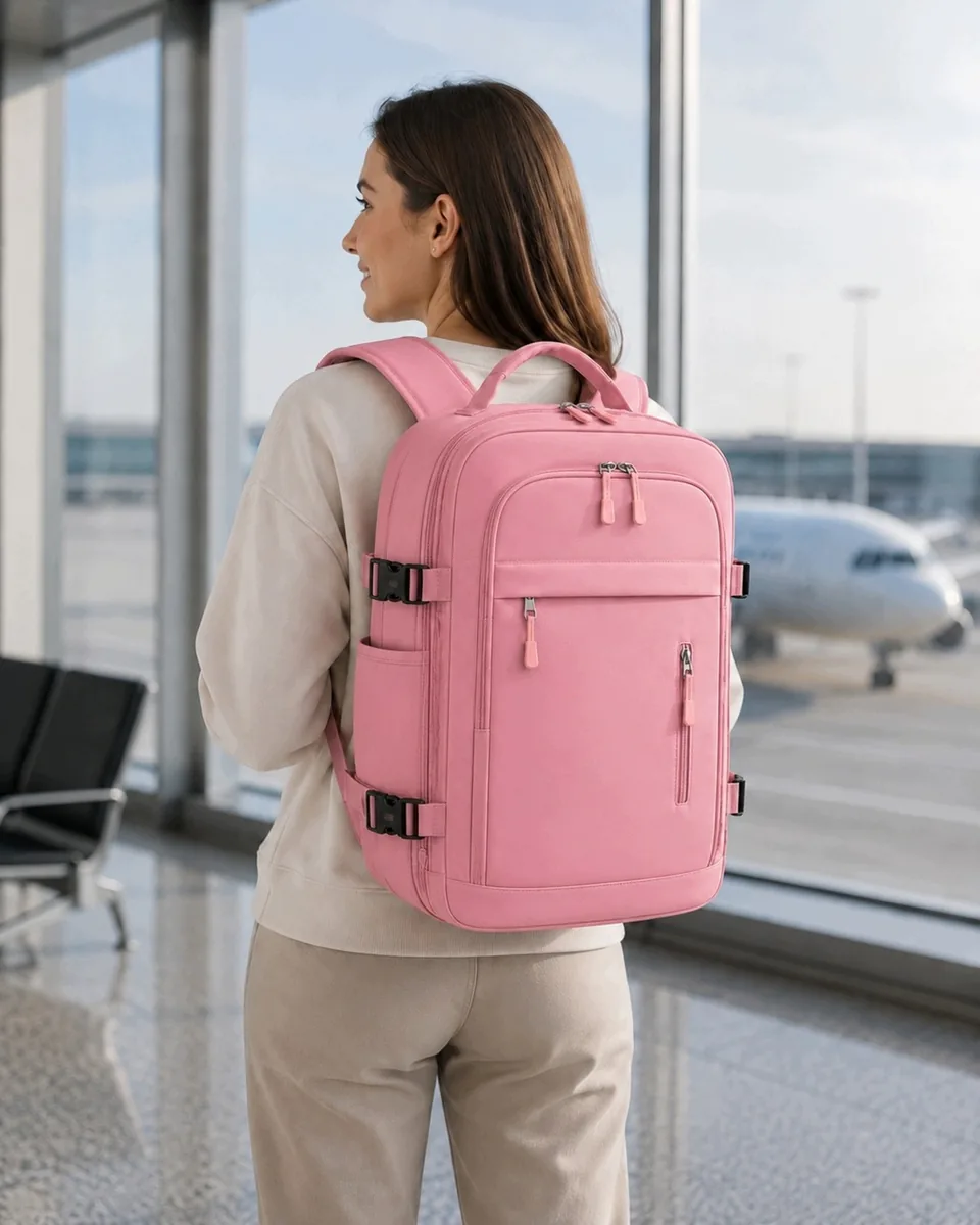 Plecak do samolotu 40×30×20 cm Ryanair, Wizz Air – kolor różowy – zdjęcie 4