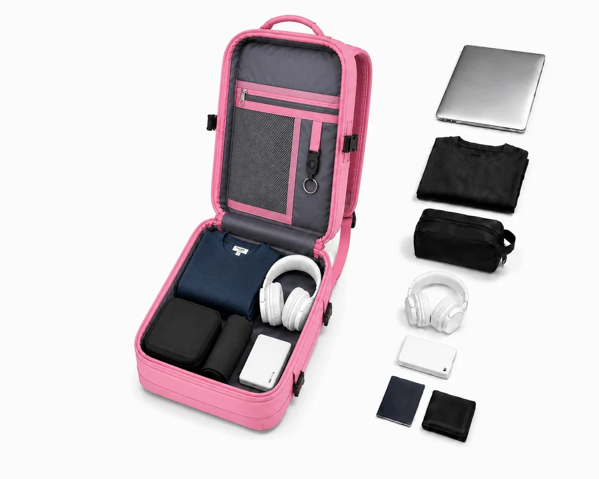 Plecak do samolotu 40×30×20 cm Ryanair, Wizz Air – kolor różowy – zdjęcie 6