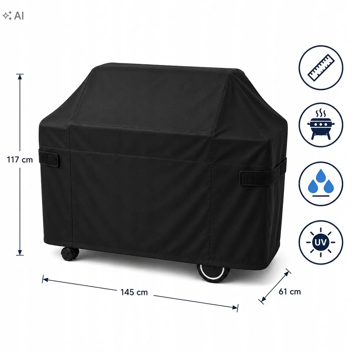 Pokrowiec na grill wodoodporny Oxford – 145×61×117 cm – zdjęcie 4