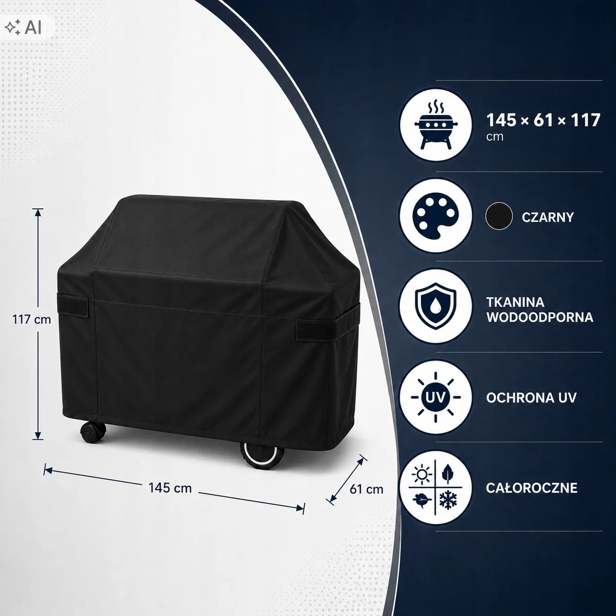 Pokrowiec na grill wodoodporny Oxford – 145×61×117 cm – zdjęcie 7