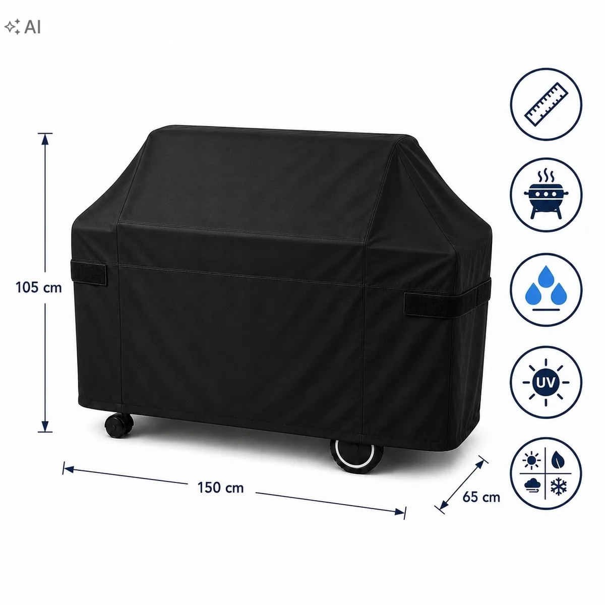 Pokrowiec na grill wodoodporny Oxford – 150×65×105 cm – zdjęcie 4