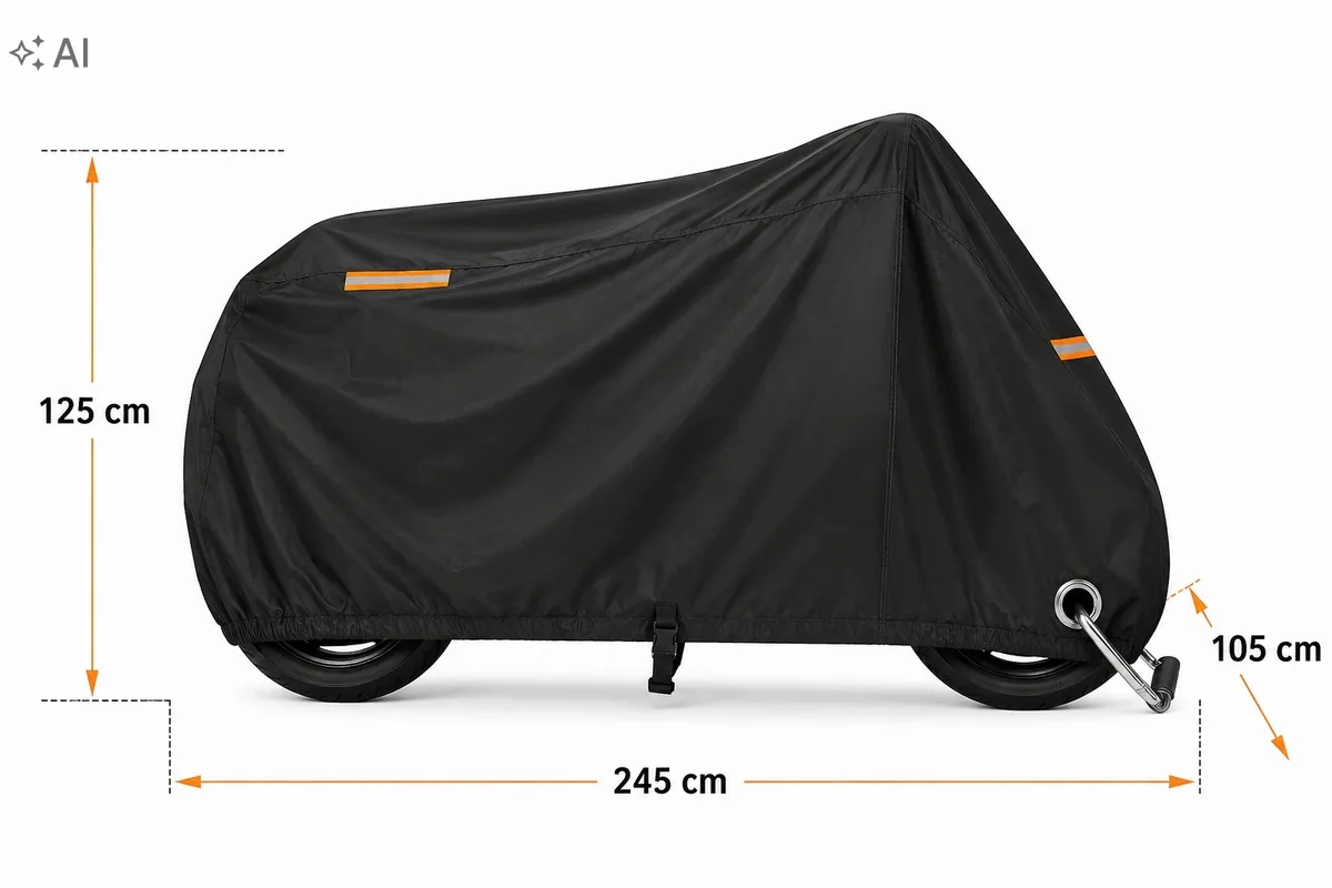 Pokrowiec na motocykl wodoodporny XXL 245×105×125 cm – zdjęcie 1