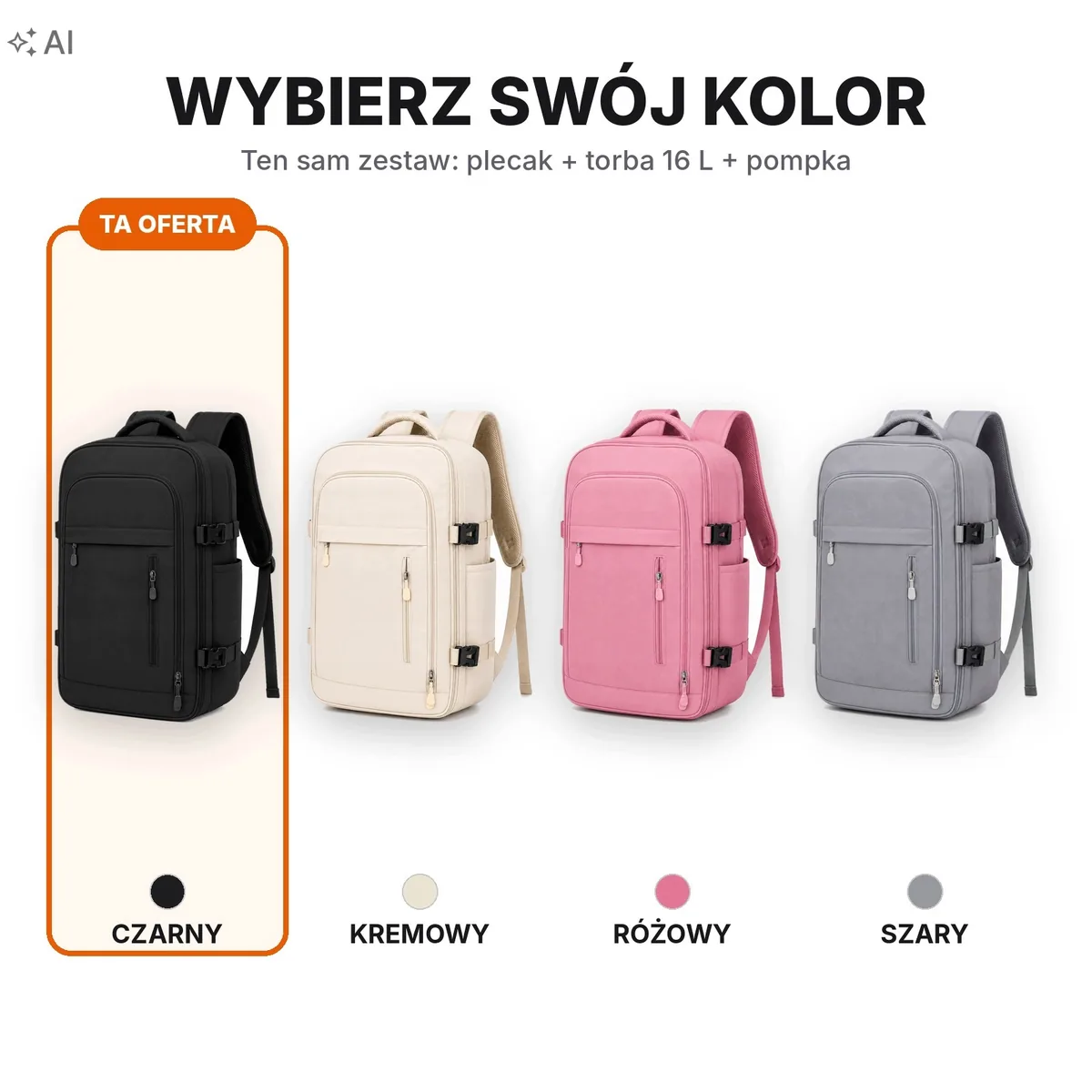 Plecak próżniowy do samolotu 40×30×20 cm z pompką – zdjęcie 4